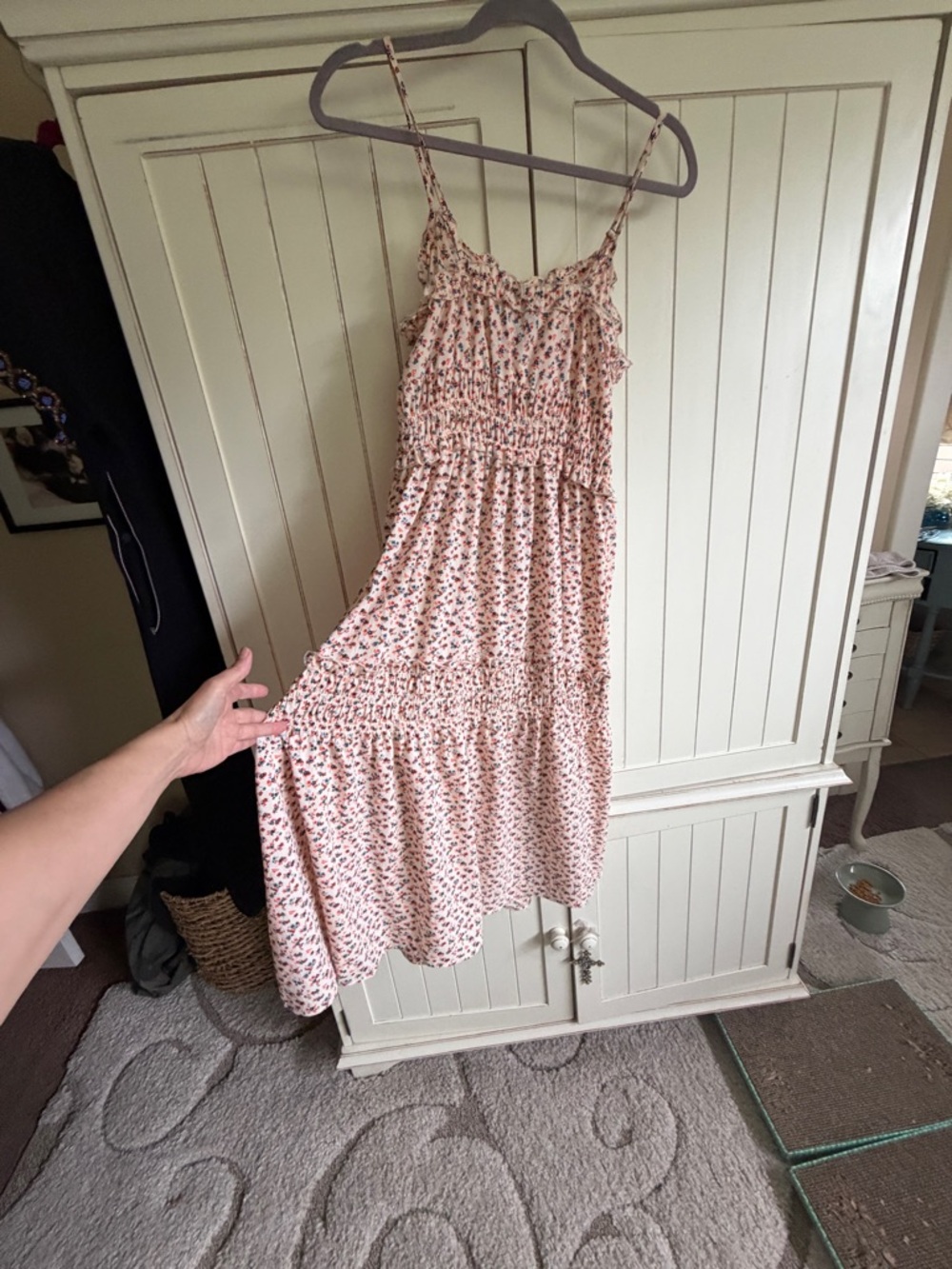 Angie Peach Floral Smocked Sundress - Picture 3 of 4